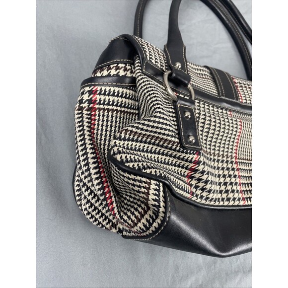 VTG Y2K Chaps houndstooth herringbone plaid bag purse twee preppy - Picture 9 of 13
